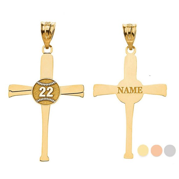 Element Shine Jewelry Personalized Number Name Solid Gold Baseball